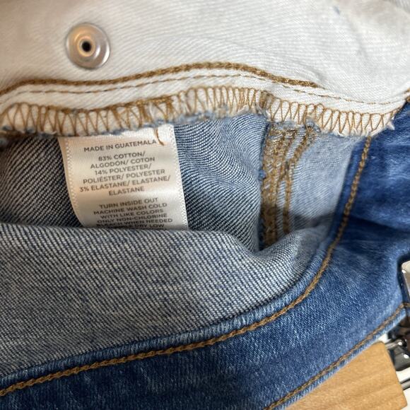 Loft Curvy High Waist Flare Crop Jeans Womens Size 14/32 Frayed Hem Stretch - Picture 7 of 7